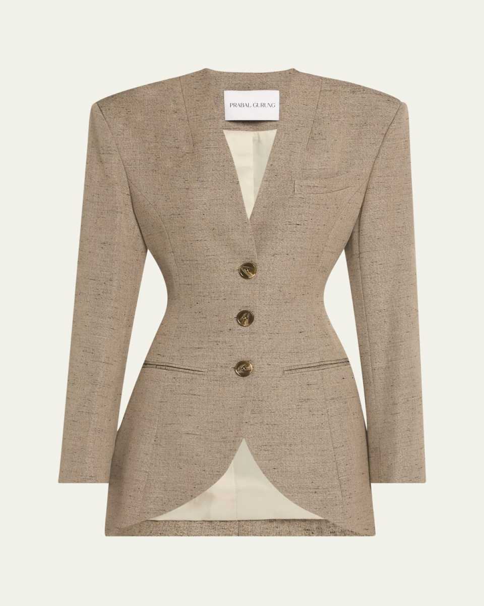 Sherwani Curved Hem Jacket
